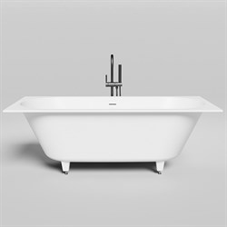 SALINI Ornella Встраиваемая ванна с прямоугольной чашей, регулируемые ножки, донный клапан "Up&Down" белый, сифон, интегрированный слив-перелив размер 180х80 см, белый матовый - фото 242520