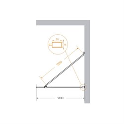 CEZARES Liberta Душевая перегородка универсальная с односторонним входом 700x1950 мм, профиль хром, стекло прозрачное - фото 256666