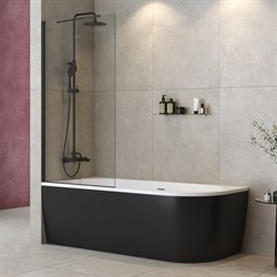 CEZARES Liberta Шторка на ванну прямоугольный ширина 80 см двери  профиль - черный / стекло - прозрачное 8 мм - фото 262510