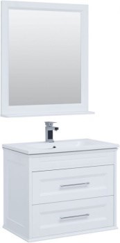 AQUANET Комплект мебели  подвесной / напольный для ванной Бостон М 80 белый матовый - фото 263647