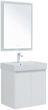 AQUANET Мебель для ванной подвесная / напольная Nova Lite 60 белый глянец (2 дверцы) - фото 263854
