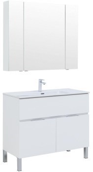 AQUANET Мебель для ванной напольная напольнаяАлвита New 100 1 ящик, 2 дверцы, белый матовый - фото 264070