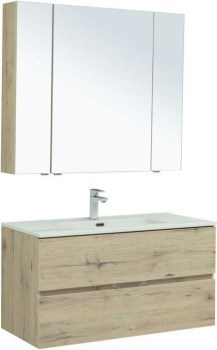 AQUANET Мебель для ванной подвесная Алвита New 100 2 ящика, дуб веллингтон белый - фото 264127