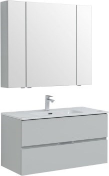 AQUANET Мебель для ванной подвесная Алвита New 100 2 ящика, серый - фото 264142