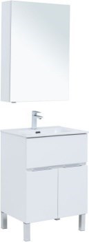 AQUANET Мебель для ванной напольная напольнаяАлвита New 60 1 ящик, 2 дверцы, белый матовый - фото 264208