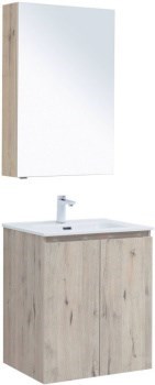 AQUANET Мебель для ванной подвесная Алвита New 60 2 дверцы, дуб веллингтон белый - фото 264263