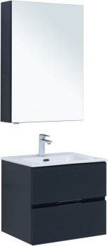 AQUANET Мебель для ванной подвесная Алвита New 60 2 ящика, антрацит - фото 264292