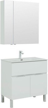 AQUANET Мебель для ванной напольная напольнаяАлвита New 80 1 ящик, 2 дверцы, белый матовый - фото 264345