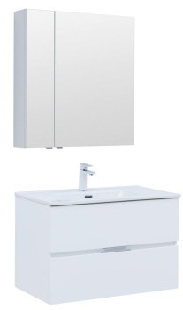 AQUANET Мебель для ванной подвесная Алвита New 80 2 ящика, белый матовый - фото 264444