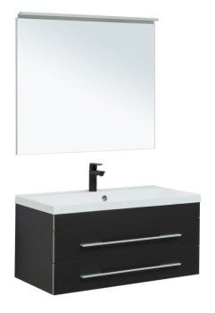 AQUANET Мебель для ванной подвесная Верона 90 New черный матовый - фото 264760