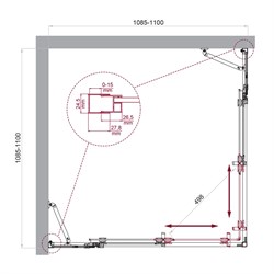 BELBAGNO Luce Душевой уголок квадратный размер 110x110 см профиль - хром / стекло - матовое, двери раздвижные, стекло 6 мм LUCE-A-22-90+20-P-Cr - фото 266936