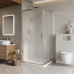BELBAGNO Luce Душевой уголок квадратный размер 90x90 см профиль - хром / стекло - рифленое, двери раздвижные, стекло 6 мм LUCE-A-2-90-P-Cr - фото 266973