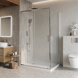 BELBAGNO Luce Душевой уголок прямоугольный размер 110x100 см профиль - хром / стекло - прозрачное, двери раздвижные, стекло 6 мм LUCE-AH-1-110/100-C-Cr - фото 266989