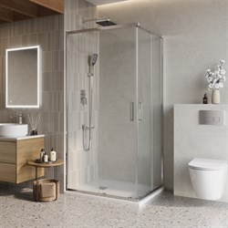BELBAGNO Luce Душевой уголок прямоугольный размер 100x80 см профиль - хром / стекло - прозрачное, двери раздвижные, стекло 6 мм LUCE-AH-2-100/80-C-Cr - фото 267069