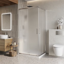 BELBAGNO Luce Душевой уголок прямоугольный размер 100x80 см профиль - хром / стекло - матовое, двери раздвижные, стекло 6 мм LUCE-AH-2-100/80-P-Cr - фото 267075