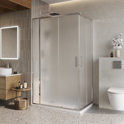 BELBAGNO Luce Душевой уголок прямоугольный размер 120x80 см профиль - хром / стекло - матовое, двери раздвижные, стекло 6 мм LUCE-AH-21-120/80-P-Cr - фото 267121