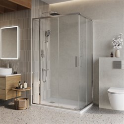 BELBAGNO Luce Душевой уголок прямоугольный размер 145x90 см профиль - хром / стекло - прозрачное, двери раздвижные, стекло 6 мм - фото 267156