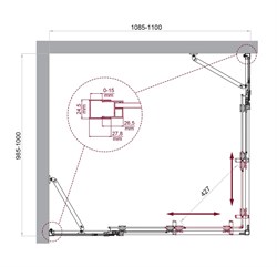 BELBAGNO Luce Душевой уголок прямоугольный размер 110x100 см профиль - хром / стекло - прозрачное, двери раздвижные, стекло 6 мм LUCE-AH-22-110/100-C-Cr