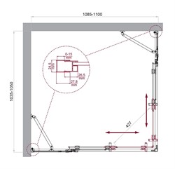 BELBAGNO Luce Душевой уголок прямоугольный размер 110x105 см профиль - хром / стекло - прозрачное, двери раздвижные, стекло 6 мм LUCE-AH-22-110/105-C-Cr - фото 267174