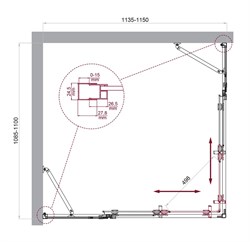 BELBAGNO Luce Душевой уголок прямоугольный размер 115x110 см профиль - хром / стекло - прозрачное, двери раздвижные, стекло 6 мм LUCE-AH-22-115/110-C-Cr