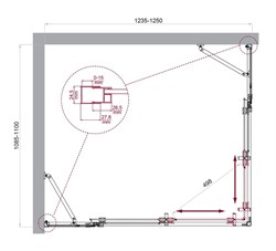 BELBAGNO Luce Душевой уголок прямоугольный размер 125x110 см профиль - хром / стекло - прозрачное, двери раздвижные, стекло 6 мм LUCE-AH-22-125/110-C-Cr - фото 267183