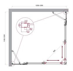 BELBAGNO Luce Душевой уголок прямоугольный размер 125x120 см профиль - хром / стекло - прозрачное, двери раздвижные, стекло 6 мм LUCE-AH-22-125/120-C-Cr