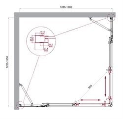BELBAGNO Luce Душевой уголок прямоугольный размер 130x125 см профиль - хром / стекло - прозрачное, двери раздвижные, стекло 6 мм LUCE-AH-22-130/125-C-Cr - фото 267189