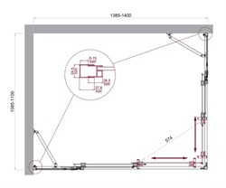 BELBAGNO Luce Душевой уголок прямоугольный размер 140x110 см профиль - хром / стекло - прозрачное, двери раздвижные, стекло 6 мм - фото 267190