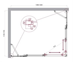 BELBAGNO Luce Душевой уголок прямоугольный размер 140x115 см профиль - хром / стекло - прозрачное, двери раздвижные, стекло 6 мм - фото 267191