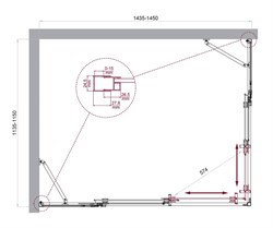 BELBAGNO Luce Душевой уголок прямоугольный размер 145x115 см профиль - хром / стекло - прозрачное, двери раздвижные, стекло 6 мм - фото 267194