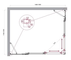 BELBAGNO Luce Душевой уголок прямоугольный размер 150x120 см профиль - хром / стекло - прозрачное, двери раздвижные, стекло 6 мм - фото 267198