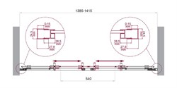 BELBAGNO Luce Душевая дверь в нишу ширина 140 см профиль - хром / стекло - прозрачное, двери раздвижные, стекло 6 мм - фото 267205