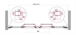 BELBAGNO Luce Душевая дверь в нишу ширина 150 см профиль - хром / стекло - прозрачное, двери раздвижные, стекло 6 мм LUCE-BF-2-150-C-Cr - фото 267206