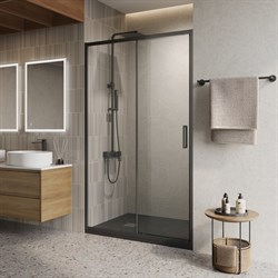 BELBAGNO Luce Душевая дверь в нишу ширина 120 см профиль - черный / стекло - прозрачное, двери раздвижные, стекло 6 мм LUCE-BF-1-120-C-NERO - фото 267336