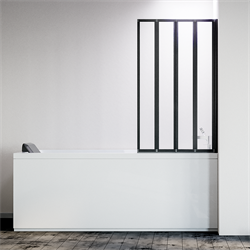 VECONI Шторка складная правая на ванну Palau PL-74BR, 900x1500, черный, стекло прозрачное PL74BR-90-01-19C4 - фото 273245
