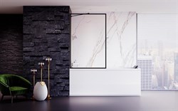 VECONI Шторка стационарная на ванну Palau PL-85B, 800x1500, черный, стекло прозрачное PL85B-80-01-C7 - фото 273283