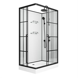 NIAGARA Standart Душевая кабина прямоугольник правая размер 100x80 см, профиль - черный матовый / стекло - прозрачное ST100/80/15QR/KL/BKT