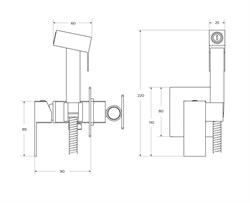 CEZARES Slider Гигиенический душ со смесителем, оружейная сталь SLIDER-DIF-GM - фото 287999