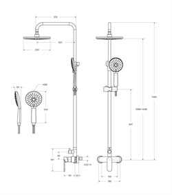 CEZARES Stylus Душевая стойка со смесителем, черный матовый - фото 288025