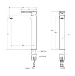CEZARES Stylus Смеситель для накладной раковины однорычажный, без донного клапана, сатин STYLUS-LC-IN-W0 - фото 288041