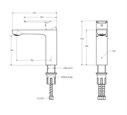 CEZARES Stylus Смеситель для раковины однорычажный с донным клапаном, брашированное золото STYLUS-LS-BORO - фото 288044