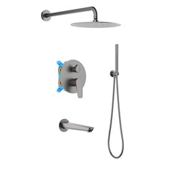 AQUATEK БЕТТА Set 4 в 1 Душевой комплект, шлиф. черный хром AQ1173BGM - фото 291516