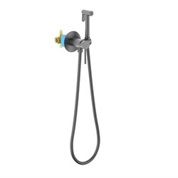 AQUATEK ЕВРОПА Комплект для гигиенического душа встроенный (смеситель + гигиеническая лейка + шланг), шлиф. черный хром AQ1021BGM - фото 291717