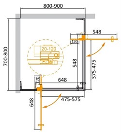 CEZARES Slider Душевой уголок прямоугольный размер 80x70 см, профиль - брашированное золото / стекло - бронза, двери Распашная SLIDER-AH-2-70/80-80/90-BR-BORO - фото 294527