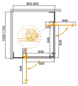 CEZARES Slider Душевой уголок прямоугольный размер 100x80 см, профиль - оружейная сталь / стекло - бронза, двери Распашная SLIDER-AH-2-80/90-100/110-BR-GM - фото 294540