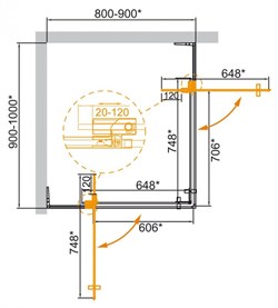 CEZARES Slider Душевой уголок прямоугольный размер 90x80 см, профиль - оружейная сталь / стекло - прозрачный, двери Распашная SLIDER-AH-2-80/90-90/100-C-GM - фото 294548