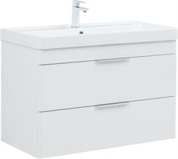AQUANET Тумба под раковину подвесная Ирис New 90 белый глянец AQUANET-336311 - фото 305957