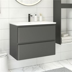 AQUANET Тумба под раковину подвесная Эмбер 80 черный матовый AQUANET-330468 - фото 307788