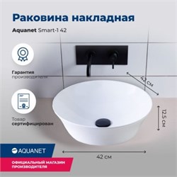 AQUANET Раковина накладная Smart-1 42 AQUANET-SMART-1 - фото 309182