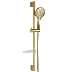 AQUAme Душевой гарнитур H=790мм, ?120 мм, 3 режима, мыльница, шланг 1500мм, Glossy gold AQM8101GG - фото 312097